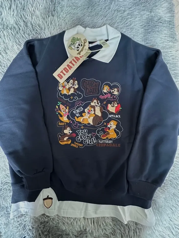 Pull sweatshirt coton 100% Disney Chip & Dale - Édition spéciale coréenne - photo numéro 11