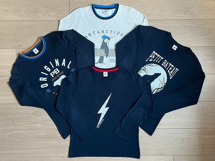 Lot de 4 t-shirts sérigraphiés Petit bateau T-10 ans - photo numéro 2