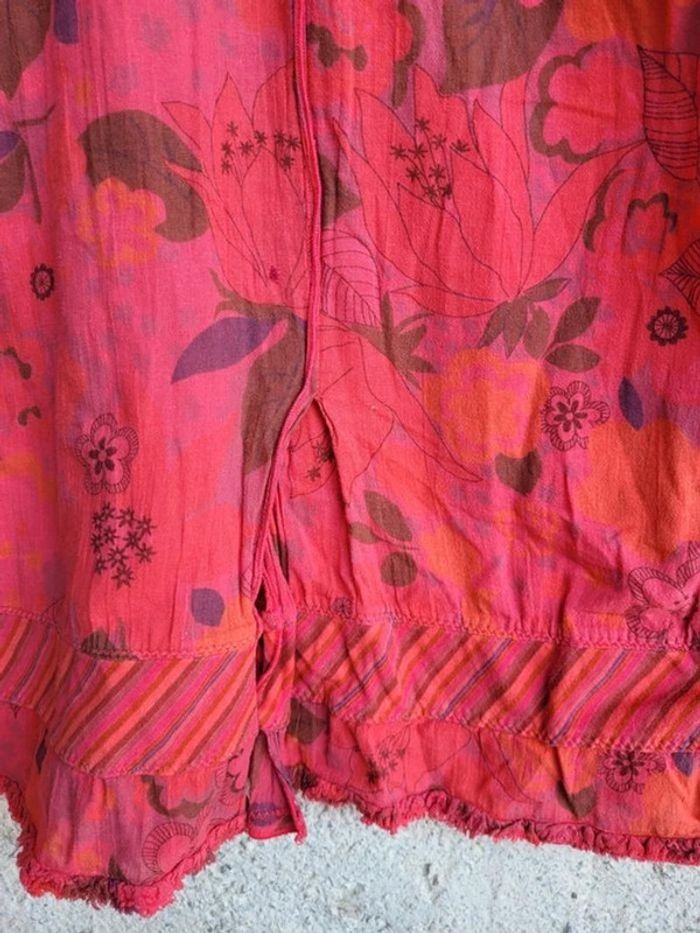 Superbe robe d'été coton IKKS rouge à motifs, 8 ans - photo numéro 7