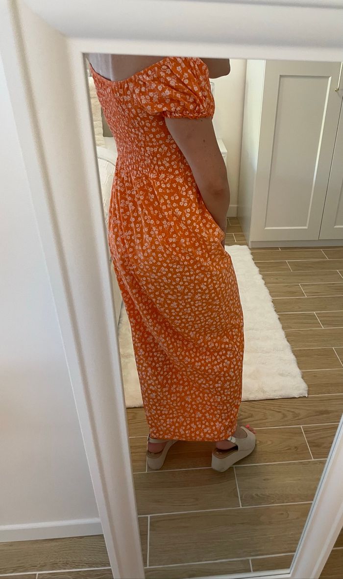 Robe longue orange en viscose  taille36 - photo numéro 4