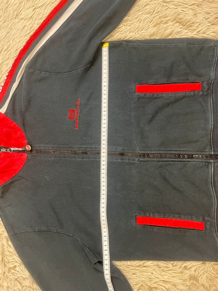 Veste survêtement Sergio Tacchini vintage noir et rouge taille L y2k logo brodé - photo numéro 4
