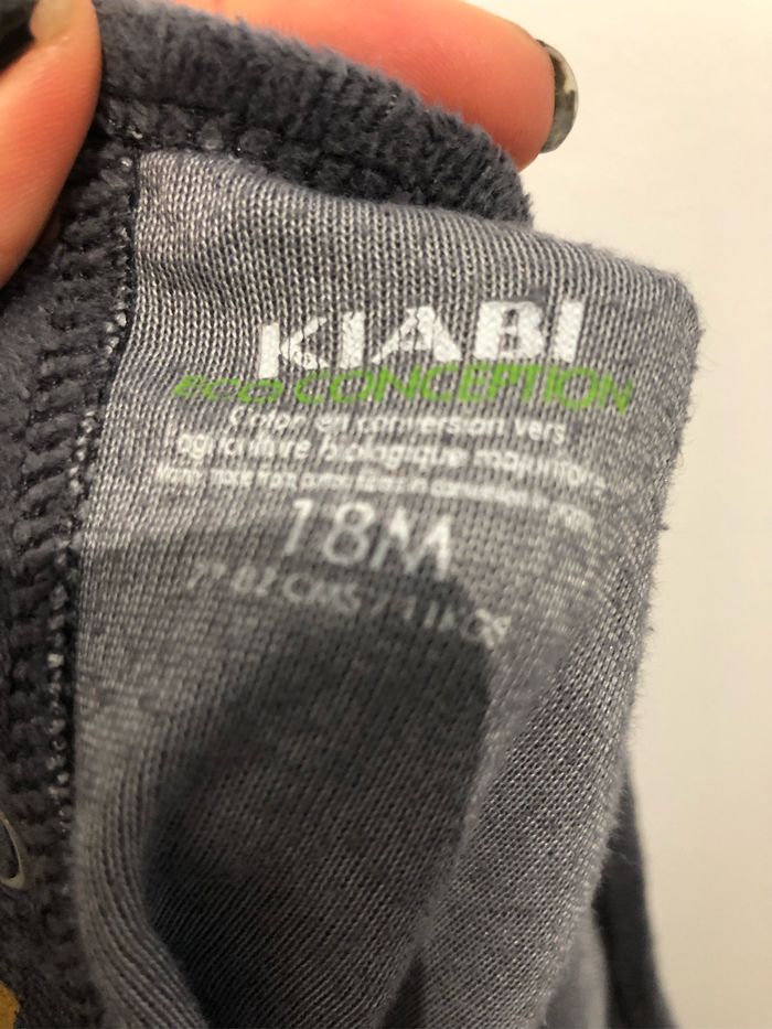 Pyjama velours gris 18 mois Kiabi - photo numéro 4