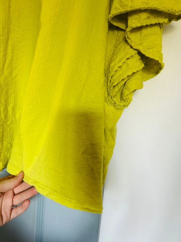 Magnifique blouse manches courtes en coton à volants • camaïeu • taille XL - photo numéro 5