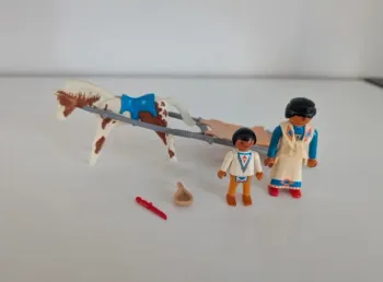 Playmobil 3872 famille indienne avec traineau thème far west personnage indien enfant et femme