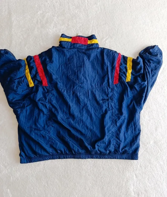 Veste vintage Venezia 80s/90s M Style rétro streetwear bleu marine bandes rouge et jaune mixte - photo numéro 7