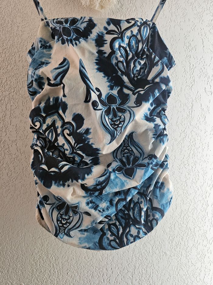 Top coloré froncé tons de bleu Zara taille xs - photo numéro 8