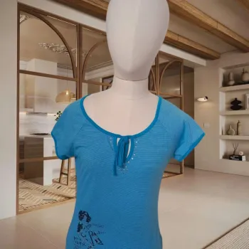 T-shirt Envie rayé bleu – Taille L/XL – Bon état