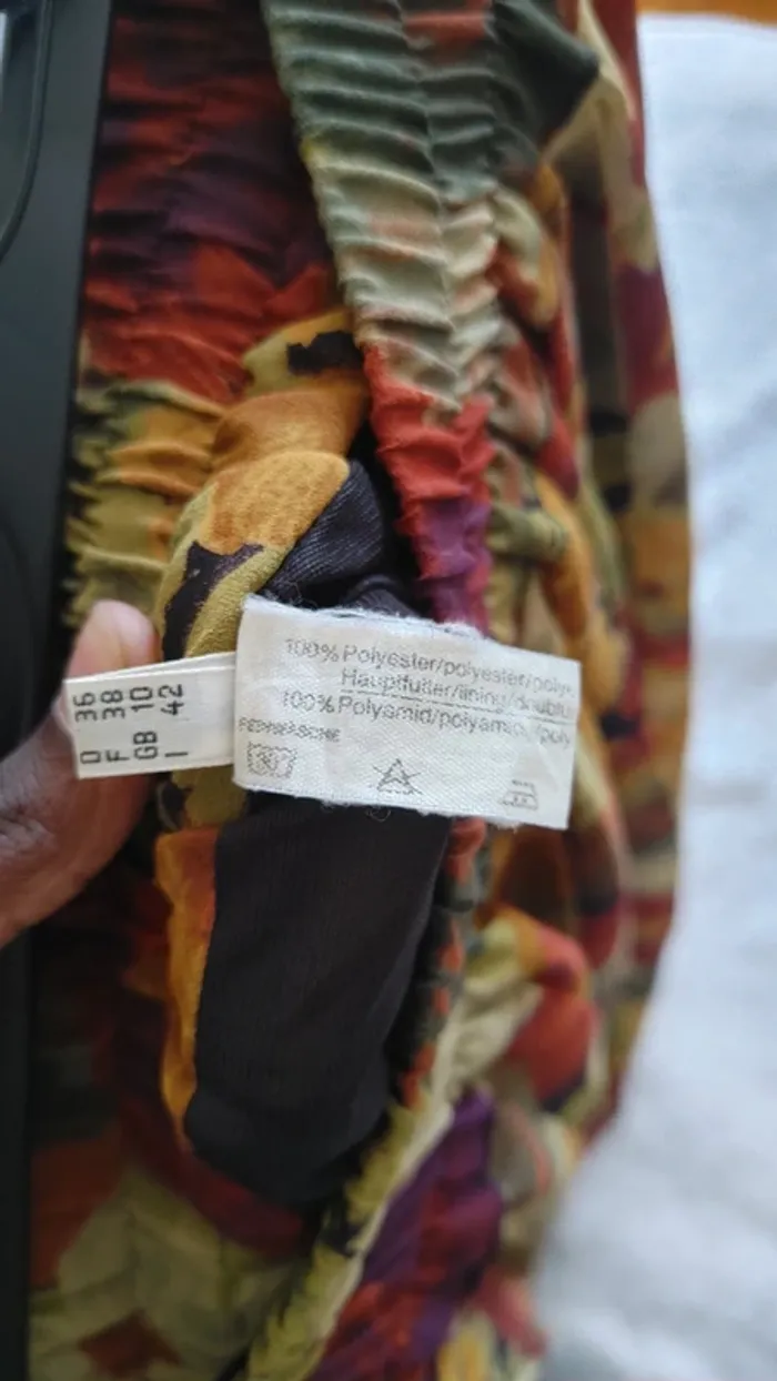 Jupe longueur genou plissé fleuri taille élastique haute - photo numéro 5
