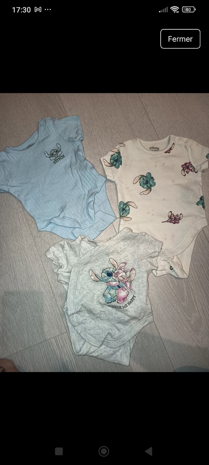 Lot de 3 bodies Stitch