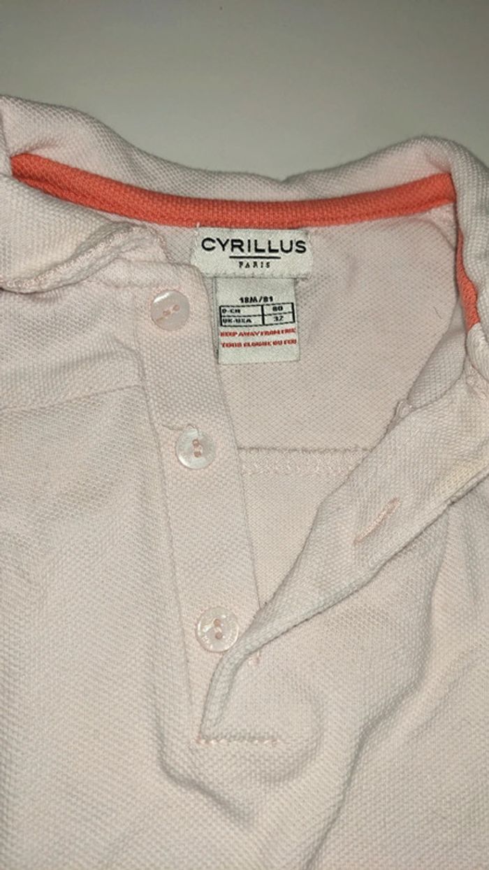 Tee-shirt Polo Cyrillus 18 Mois rose pâle - photo numéro 3