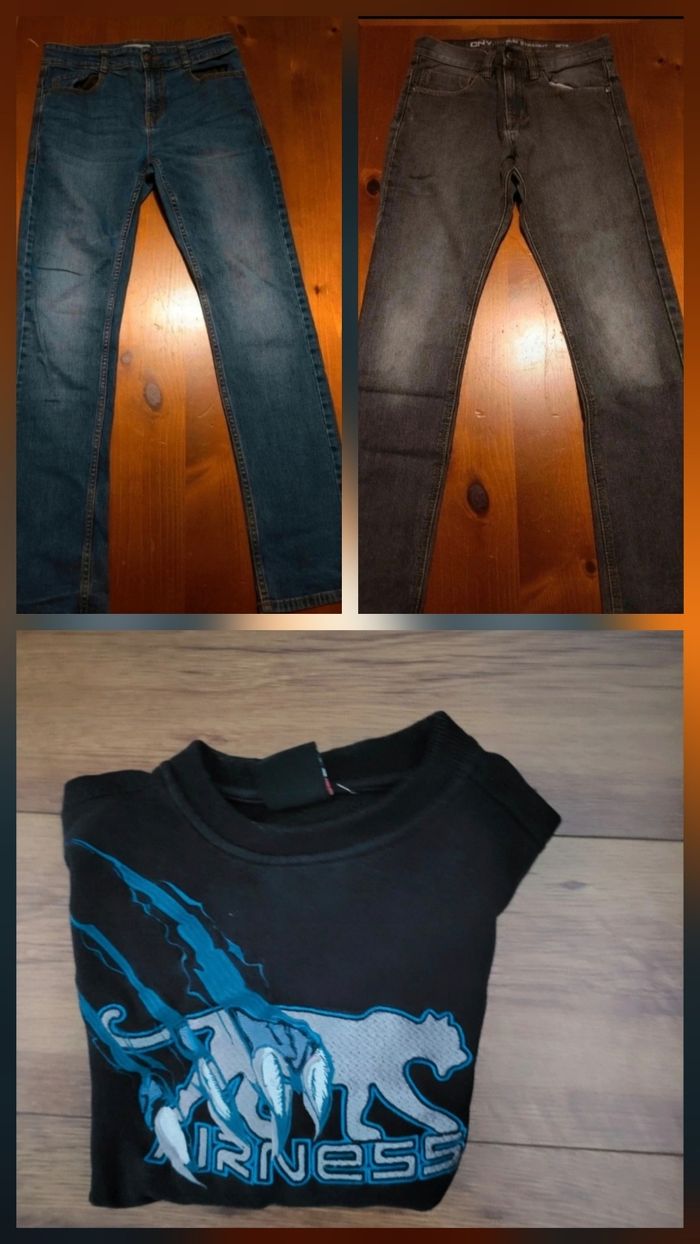 3 jeans + 1 sweat airness 12 ans - photo numéro 2