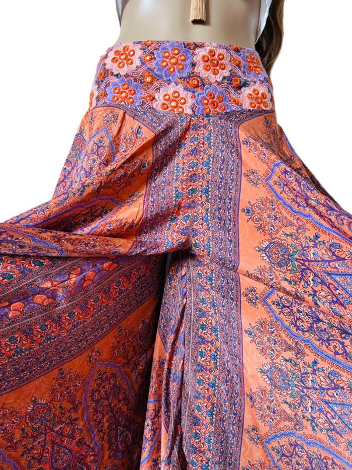 🪷Jupe-culotte indienne boho chic hippie Indian embroidered paisley skirt-culottes🪷 - photo numéro 12