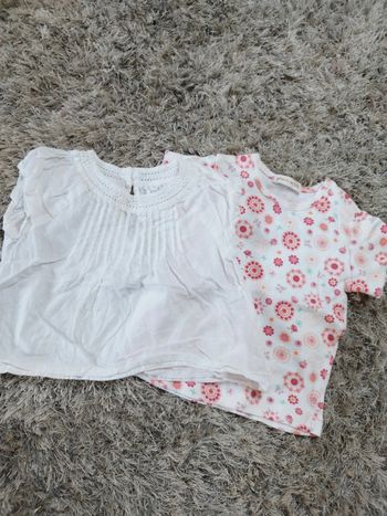Lot de deux t-shirt manches courtes bébé fille 6 mois été