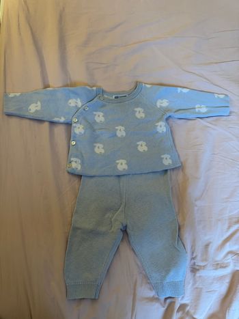 Ensemble Jacadi bébé 6 mois - Bleu ciel motif oursons