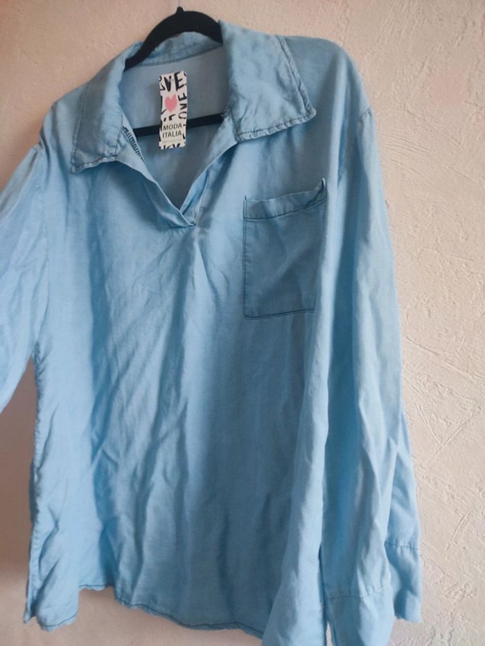 Chemise jeans légère bleu ciel – taille Unique - photo numéro 3