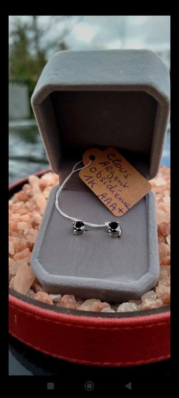 Clous en Argent 925 Sterling en Obsidienne 1 Carat