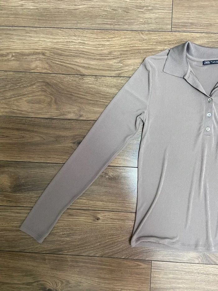 Haut manches longues col polo Zara belle matière - photo numéro 2