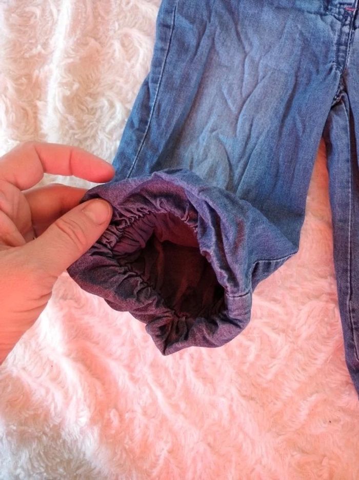 Pantalon doublé style jeans Fille 12 mois Fleurs Gémo 100% coton - photo numéro 8