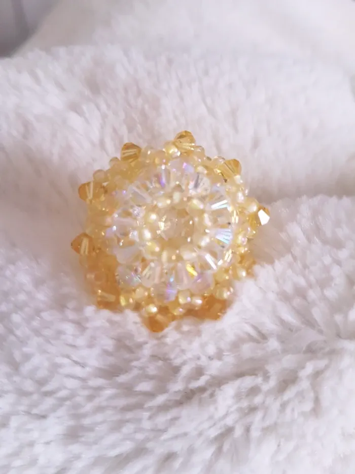 Bague fleur cristaux de Swaroski jaune Neuve - photo numéro 2
