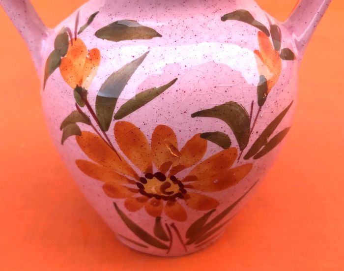 Ancien vase   Céramique émaillée   Décor floral - photo numéro 6