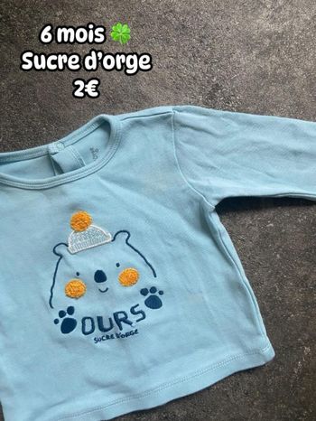 T-shirt 🍀 6 mois 🍀 Sucre d’orge