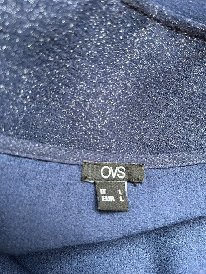 Blouse fluide chic bleu marine pailletée taille L - photo numéro 10