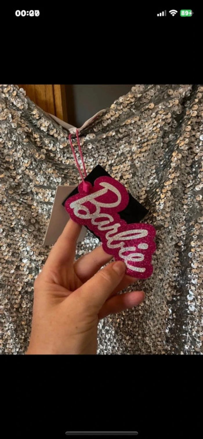 Sublime, robe bustier Zara édition limitée, Barbie, paillettes et sequins argenté, taille XL - photo numéro 5