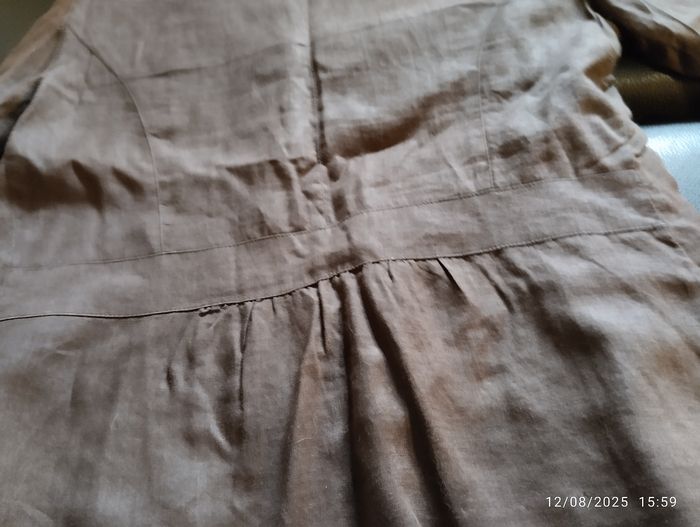 Veste chocolat en lin Phildar taille 38 - photo numéro 6