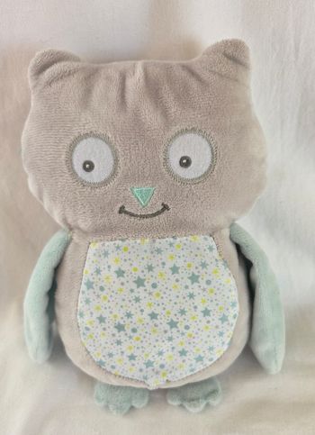 Doudou peluche Hibou / chouette gris et bleu - Arthur et Lola