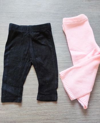 Lot de 2 pantalons bébé 6 mois 1 legging noir et 1 bas en laine - dressing trié par tailles