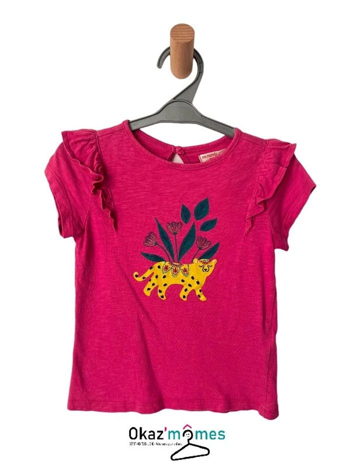 T-shirt rose fuchsia motif guépard - DPAM 5 ans