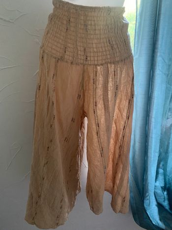 Pantacourt jambes larges beige Ineo taille 36-38