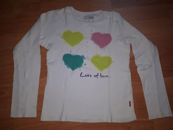 Tshirt ML blanc imprimé coeurs T 12 ans