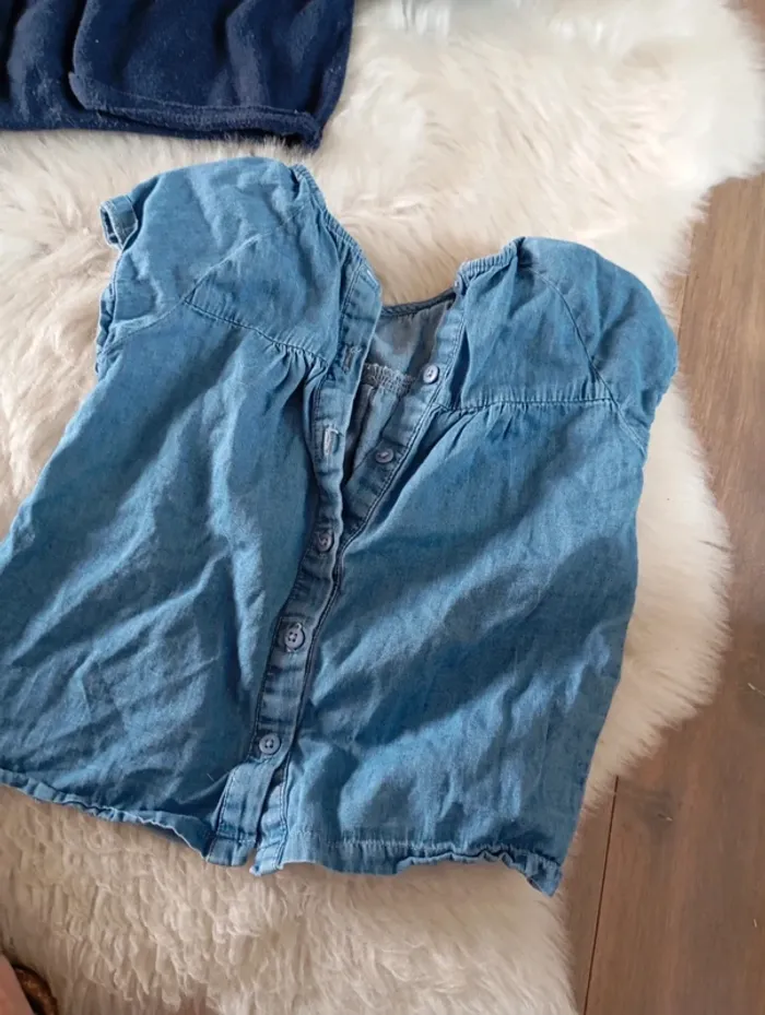 Lot fille rentrée 3 ans blouse en jean LC kids little cicogne + gilet marine okaidi - photo numéro 6