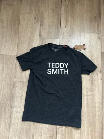 T-shirt Teddy Smith gris anthracite logo blanc 12ans