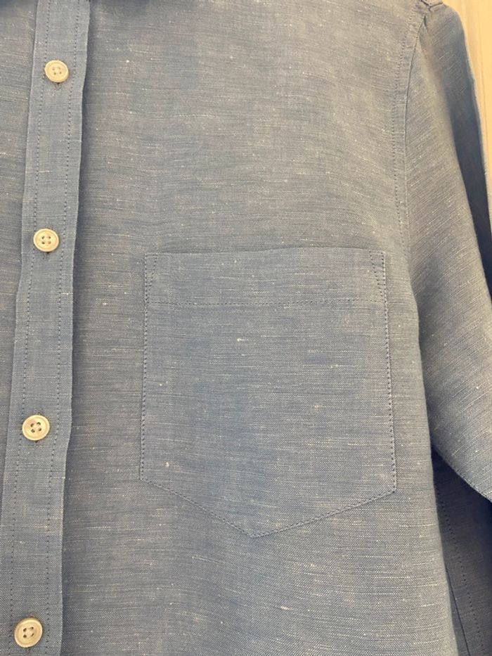 Chemisier lin et coton bleu clair Banana Republic taille M - photo numéro 4