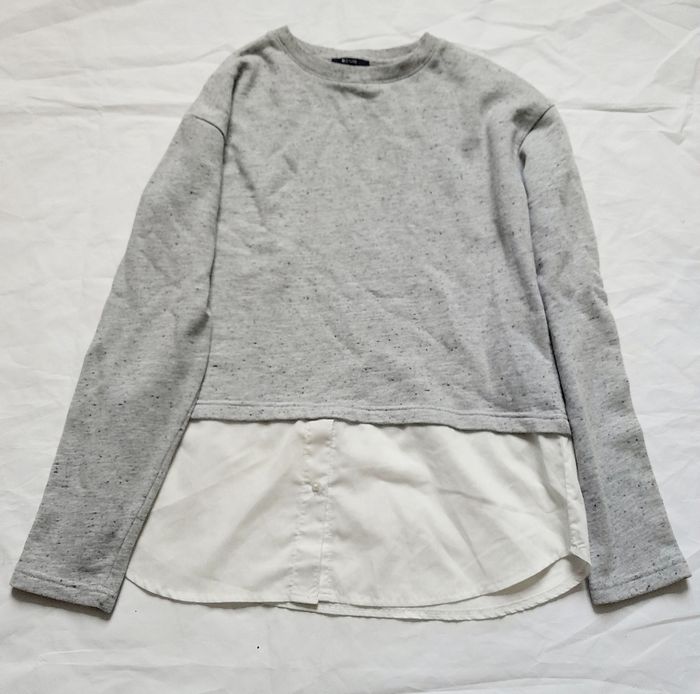 Tee shirt à manches longues femme gris et blanc Kiabi taille S