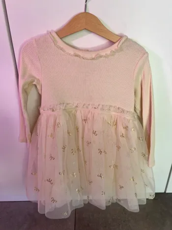 Robe beige avec tulle et noeud fille H&M 92cm