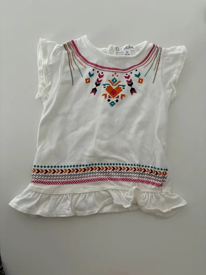 Ensemble T Shirt et pantacourt 3 mois Kitchoun - photo numéro 2