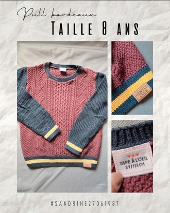 Pull torsadé bordeau