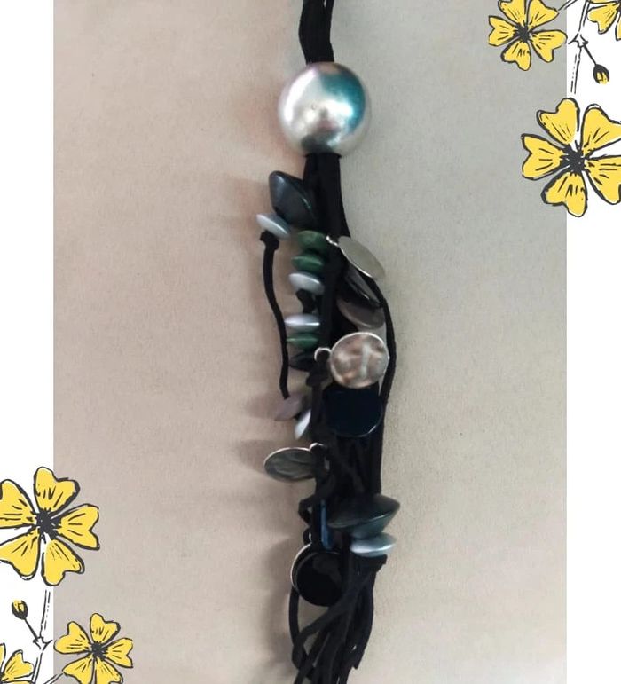 Collier noir multi-brins & pampilles nacrées – Collection PMN - photo numéro 4