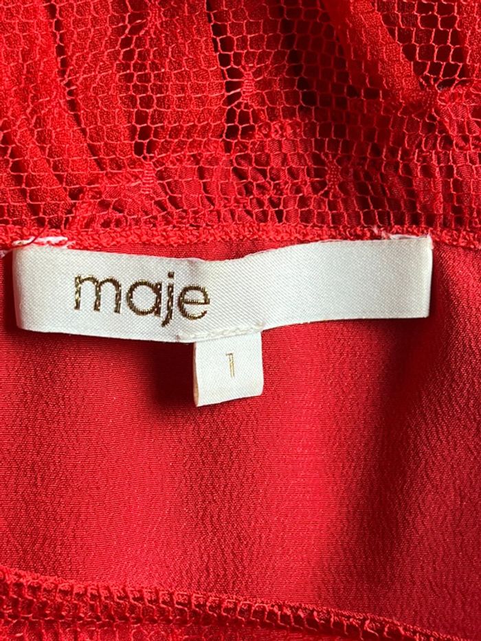 Robe bustier dentelle rouge cintrée Maje S - photo numéro 6