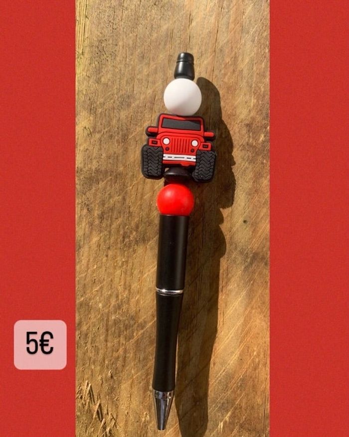 Stylo personnalisé thème voiture 🚗 avec des perles en silicone