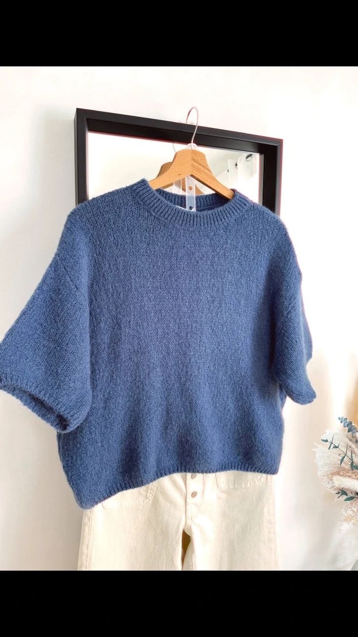 Pull bleu jean avec mohair - TU - photo numéro 2