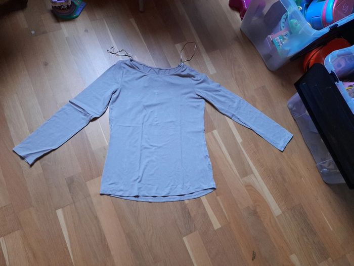 Tee shirt manches longues taupe - photo numéro 2