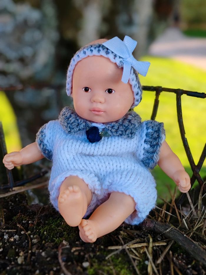 Tenue bébé - grise et blanche - pour poupon de 20cm - - photo numéro 2