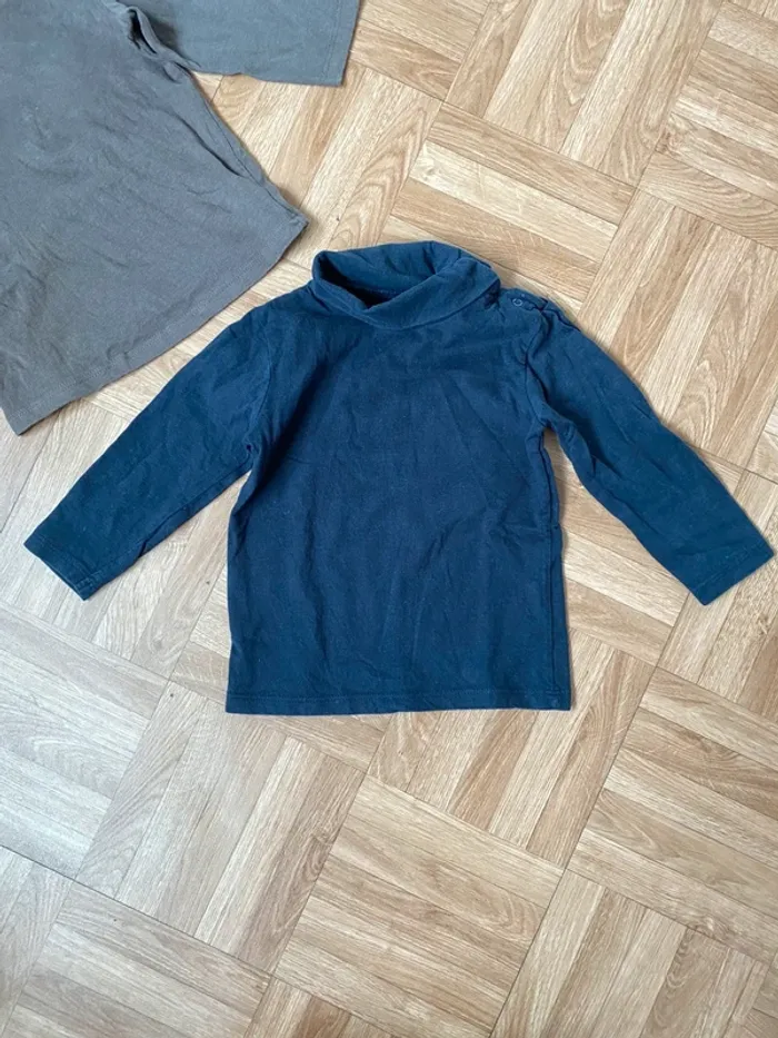 Lot de 2 sous pull à col roulé noir et gris taille 18 mois Bout’Chou - photo numéro 2