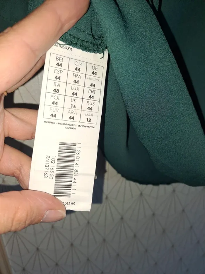 Blouse femme comme neuve bleu canard vert épaule dénudées petits nœuds promod 44 taille 42/44 - photo numéro 5