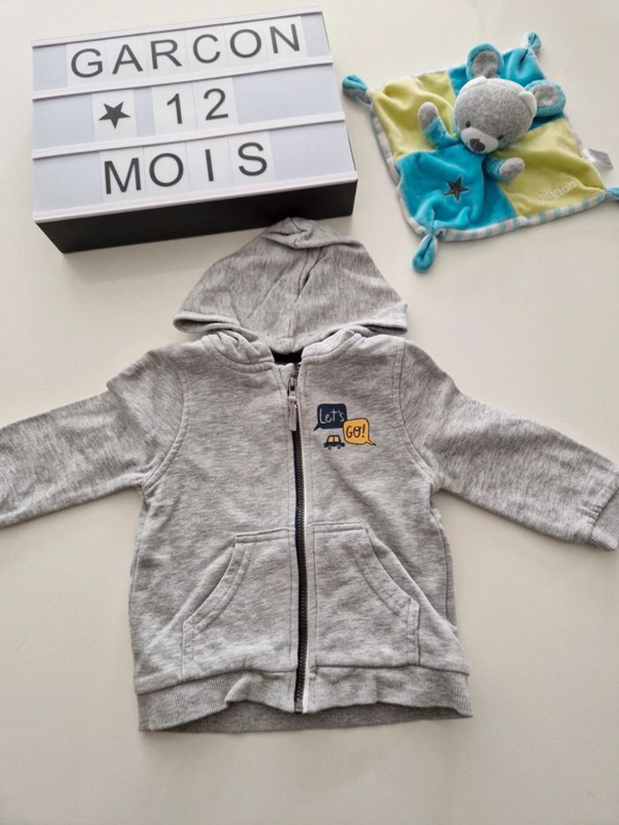 Gilet zippé gris 12m