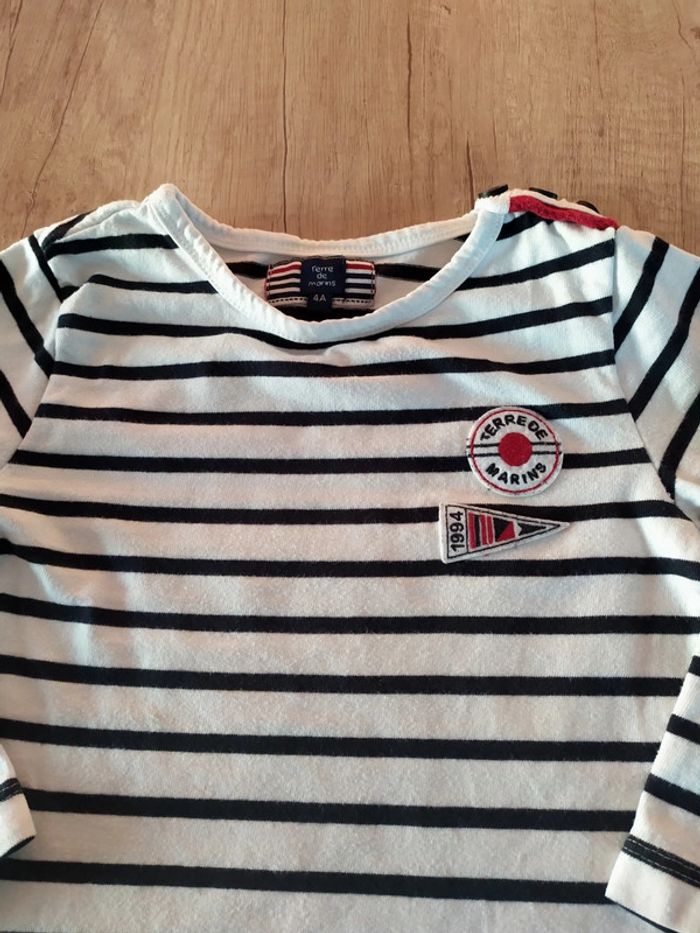 T-shirt manches longues garçon marinière taille 4 ans Terre de Marins - photo numéro 2